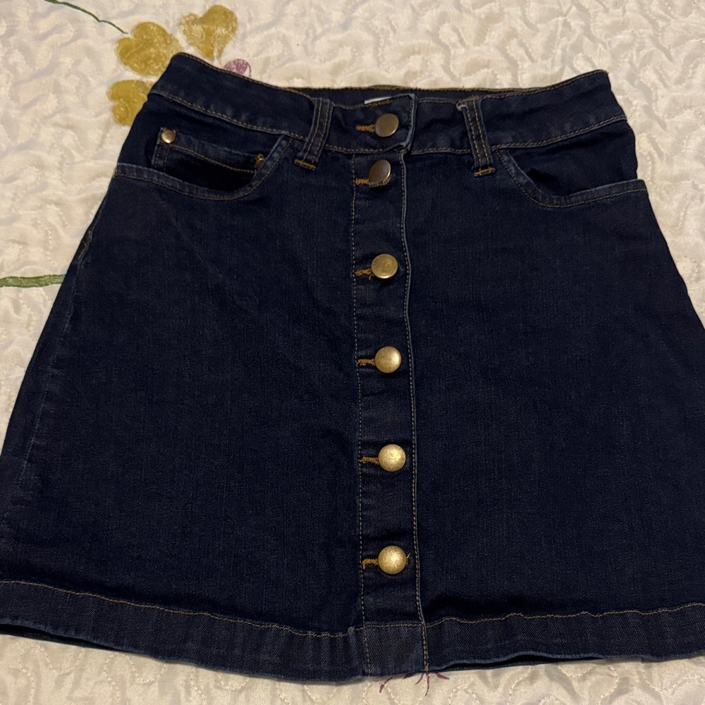 Abound Dark Blue Button-Front Mini Skirt